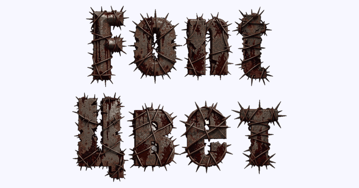 3D Шрифт Horror Metal Fonts Impact (Металл и колючая проволока)